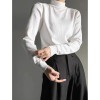 Unisex Half Turtleneck Sweater Solid Color Jacquard Knit Thermal Base Layer Top