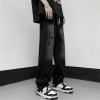 Men's High Street American Retro Cross Print Jeans Loose Straight Leg Dad Pants