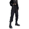 Women's Black Cargo Pants - High-Waisted Slim Fit Ankle-Length Cotton Streetwear Joggers