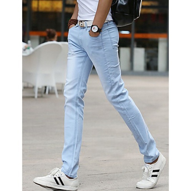 Men's Solid Casual JeansCotton Blue 5L