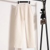 Women's Petite Fleece Lined Chenille Wide Leg Pants - High Waisted Narrow Cut Straight Trousers