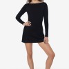 PON3644 - Ponte Long Sleeve Boatneck Dress