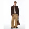 Unisex Retro Coffee Suede Harrington Jacket Relaxed Fit Stand Collar Windproof Casual Short Coat