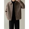 Men's Relaxed Fit Casual Lapel Jacket Premium Contrast Stitch Short-Sleeve Solid Color American Style Outerwear