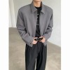 Unisex American Retro Padded Shoulder Blazer Jacket Relaxed Fit Casual Zip-Up Outerwear
