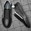 2026 New Summer Men's Minimalist White Low-Top Sneakers Casual Lace-Up Flat Versatile Breathable Shoes